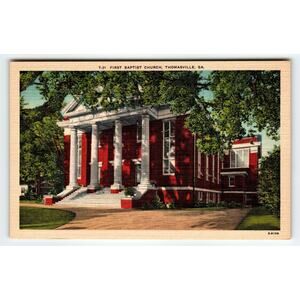 Vintage Linen Postcard First Baptist Church Thomasville GA 1940s